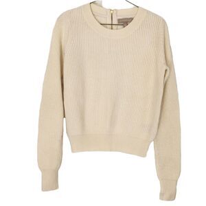 Banana Republic Long Sleeve Sweater Cream with Back Zip Sz S